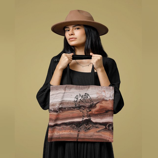 Beautiful Red Orange Marble with Roses Tote Bag (Beautiful Red Orange Marble with Roses Tote Bag)