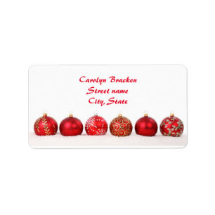 Beautiful Red Ornaments Christmas Label