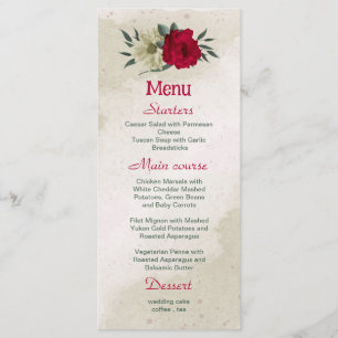 beautiful red pale yellow flowers wedding menu