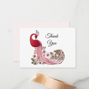 Beautiful Red Peacock Thank You Cards