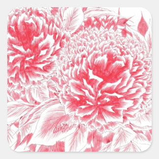 Beautiful Red Peonies Square Sticker