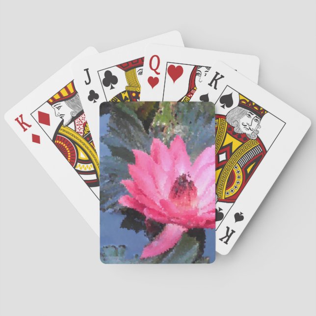 Beautiful Red Pink Purple Waterlily Playing Cards (Back)