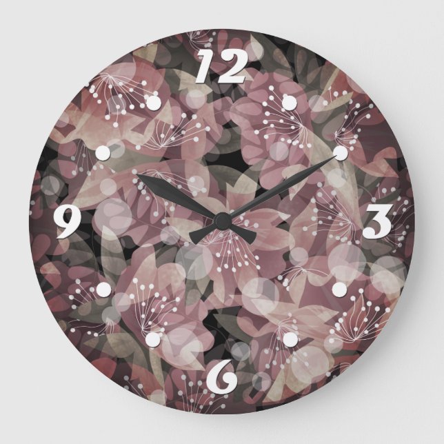 Beautiful red pink roses flowers photo romantic re large clock (Front)