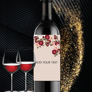 Beautiful Red Pink Roses White Lilies Wedding Wine Label
