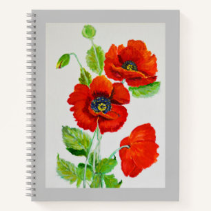 Beautiful red poppies notebook
