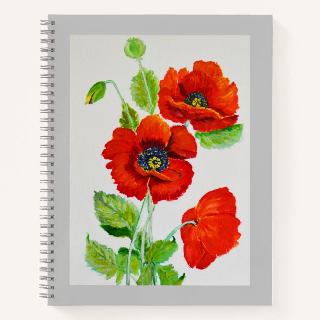 Beautiful red poppies  notebook (Front)