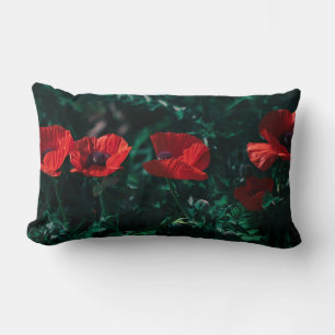 Beautiful Red Poppy Flowers Throw Pillow Cushion