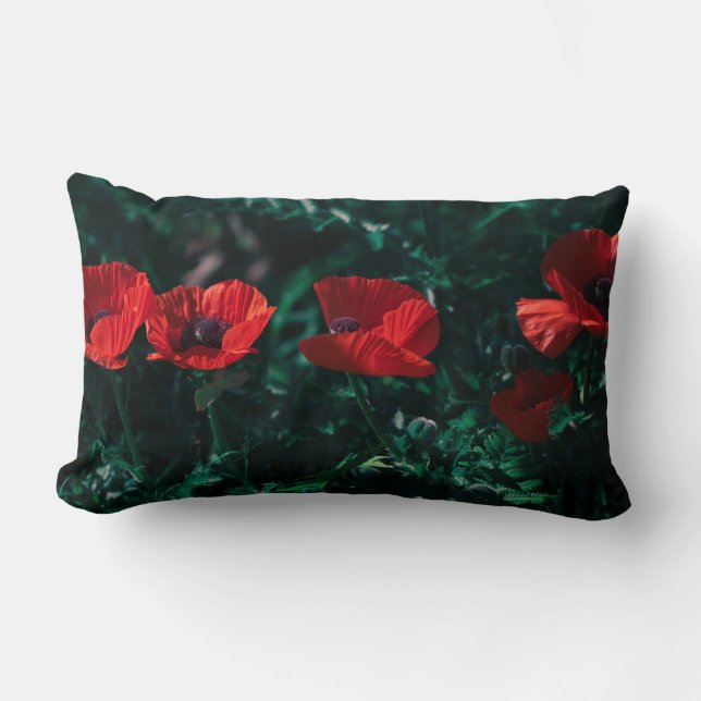 Beautiful Red Poppy Flowers Throw Pillow Cushion (Front)