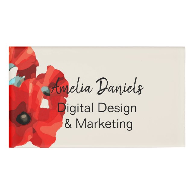 Beautiful Red Poppy ID Badge (Front)