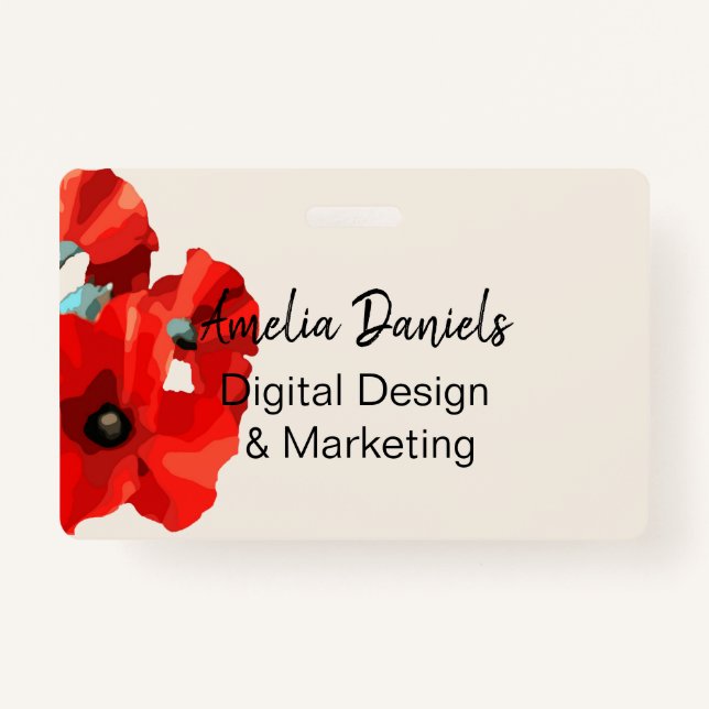 Beautiful Red Poppy ID Badge (Front)