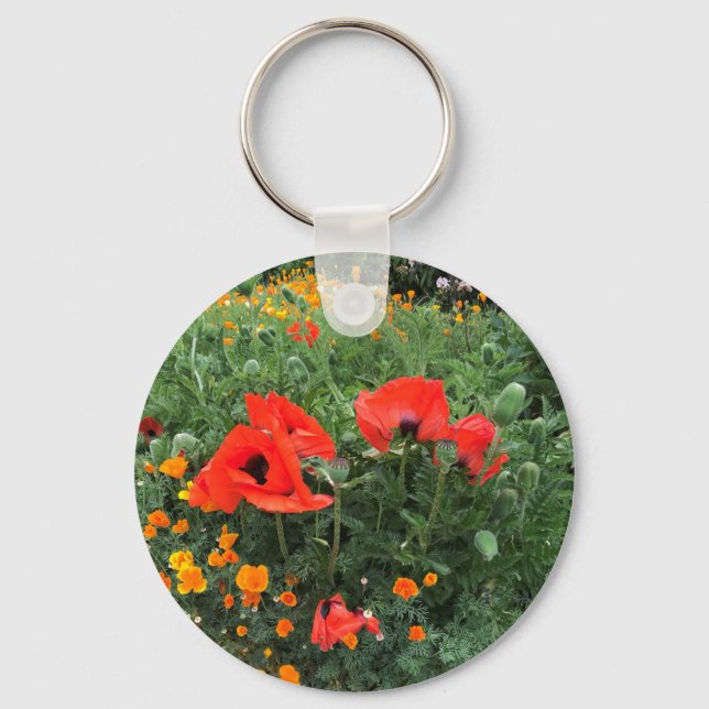 Beautiful Red Poppy Key Ring (Front)