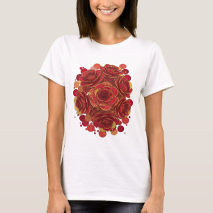 Beautiful Red RED ROSES AND BRIGHT STARS T-Shirt