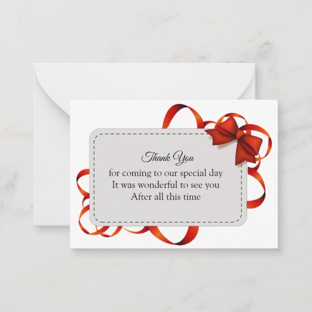 Beautiful Red Ribbon Thank You Cards (Front)