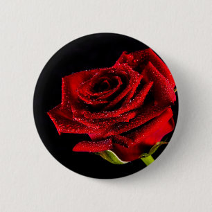 Beautiful red rose 6 cm round badge