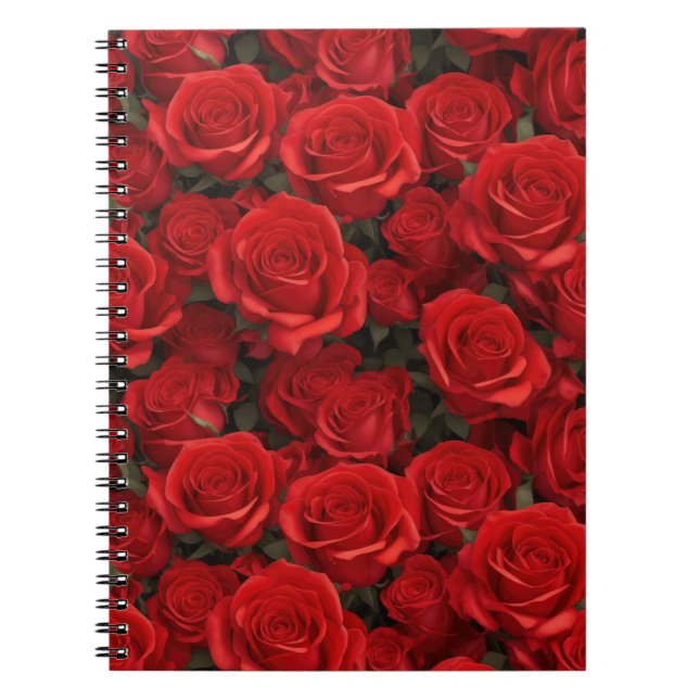 Beautiful Red Rose Floral Notebook (Front)