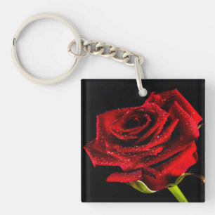 Beautiful red rose key ring