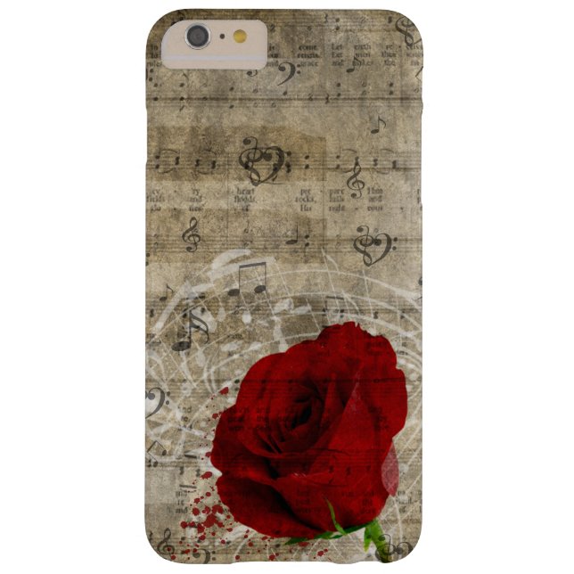 Beautiful red rose music notes swirl faded piano Case-Mate iPhone case (Back)