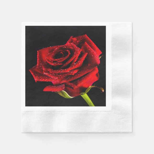 Beautiful red rose napkin (Front)