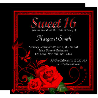 Red And Black Sweet 16 Invitations 9