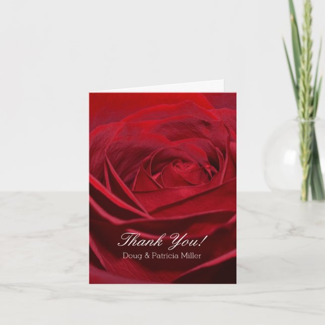 Beautiful Red Rose Thank You Card (Front)