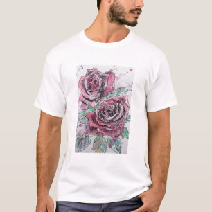 Beautiful Red Rose Watercolor Painting T-Shirt