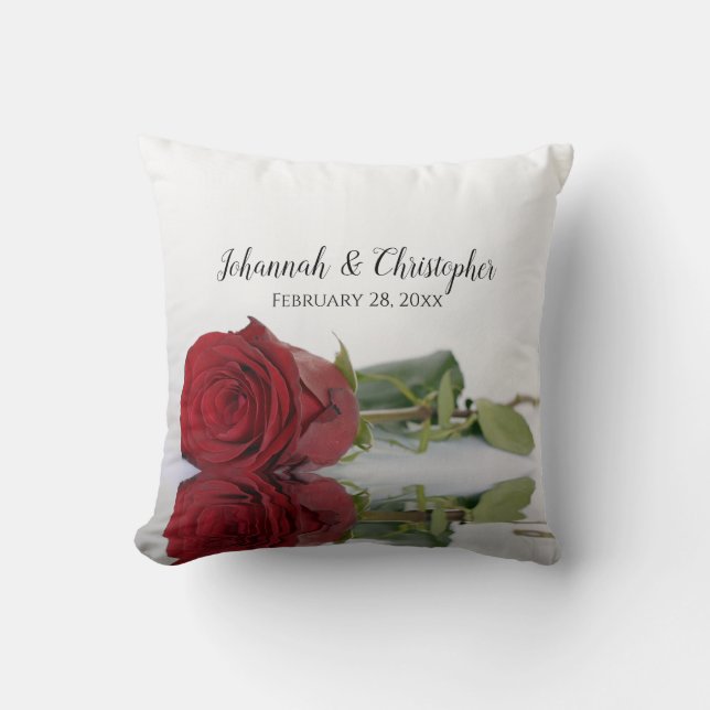 Beautiful Red Rose Wedding Memento Cushion (Front)