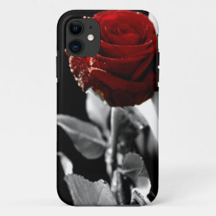 Beautiful Red Rose with Black & White background iPhone 11 Case
