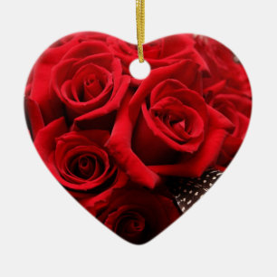 Beautiful Red Roses Ceramic Ornament