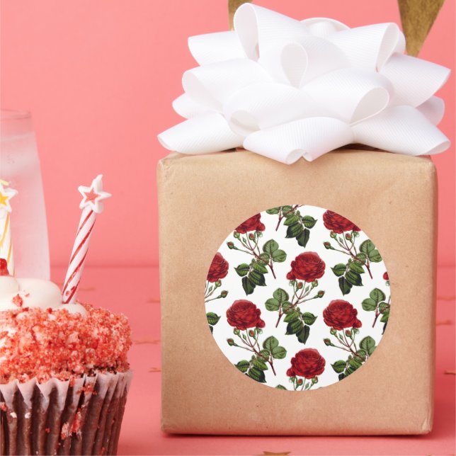 Beautiful Red Roses Classic Round Sticker (Party)