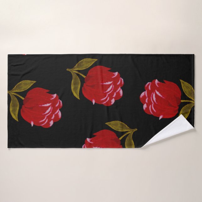 Beautiful Red roses embroidery seamless pattern  Bath Towel Set (Bath Towel)