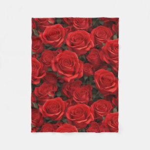 Beautiful Red Roses  Fleece Blanket