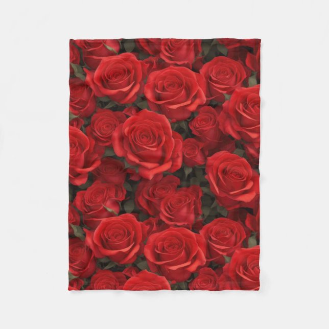 Beautiful Red Roses  Fleece Blanket (Front)