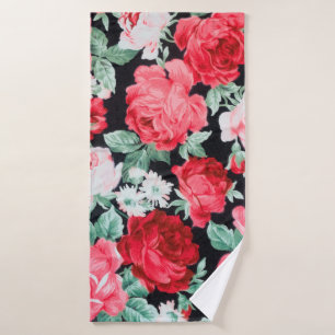 Beautiful red roses garden bath towel