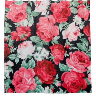 Beautiful red roses garden shower curtain