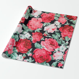 Beautiful red roses garden wrapping paper