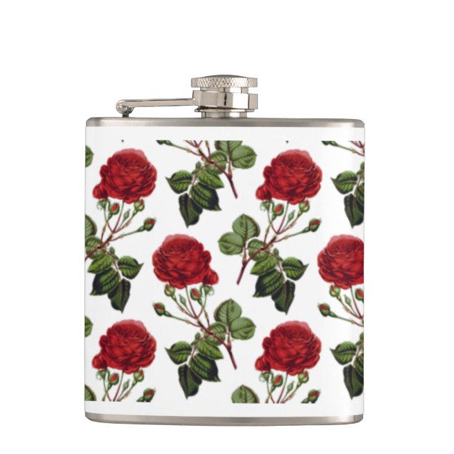 Beautiful Red Roses Hip Flask (Front)