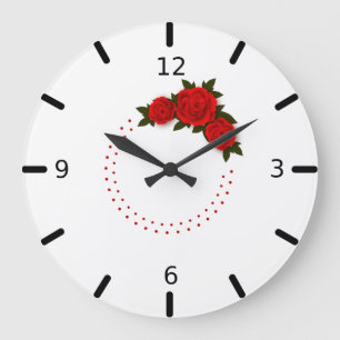 Beautiful Red Roses Large Clock