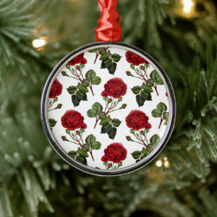 Beautiful Red Roses Metal Ornament