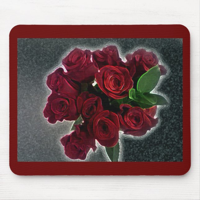 BEAUTIFUL RED ROSES MOUSE PAD (Front)
