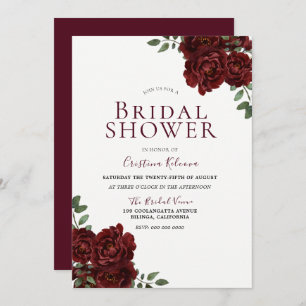 Beautiful Red Roses Romantic Bridal Shower Invitation