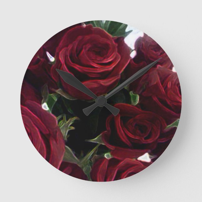 BEAUTIFUL RED ROSES ROUND CLOCK (Front)
