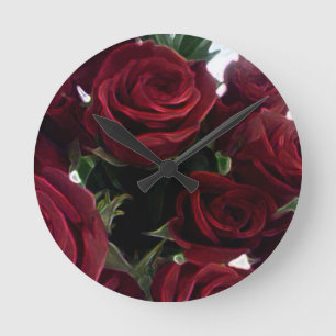 BEAUTIFUL RED ROSES ROUND CLOCK
