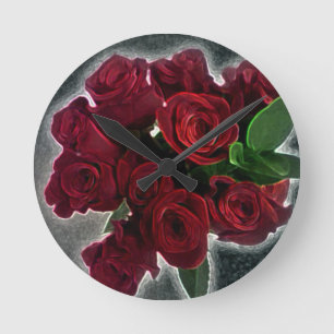 BEAUTIFUL RED ROSES ROUND CLOCK