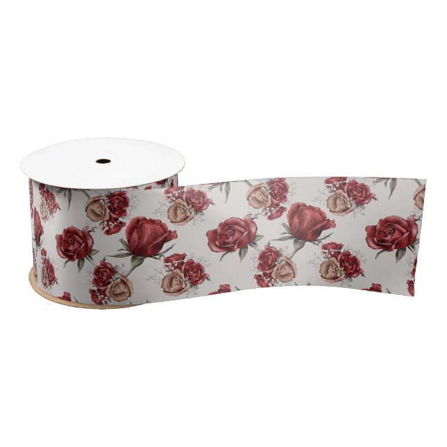 Beautiful Red Roses Spring Bridal Shower Satin Ribbon (Spool)