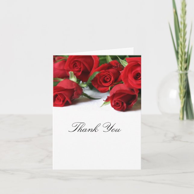 Beautiful Red Roses Thank You Card (Front)