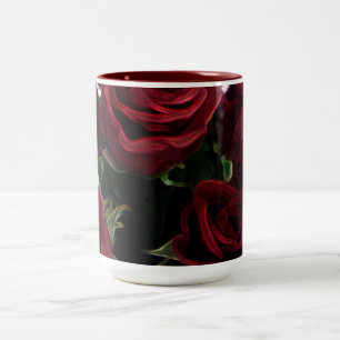 BEAUTIFUL RED ROSES Two-Tone COFFEE MUG