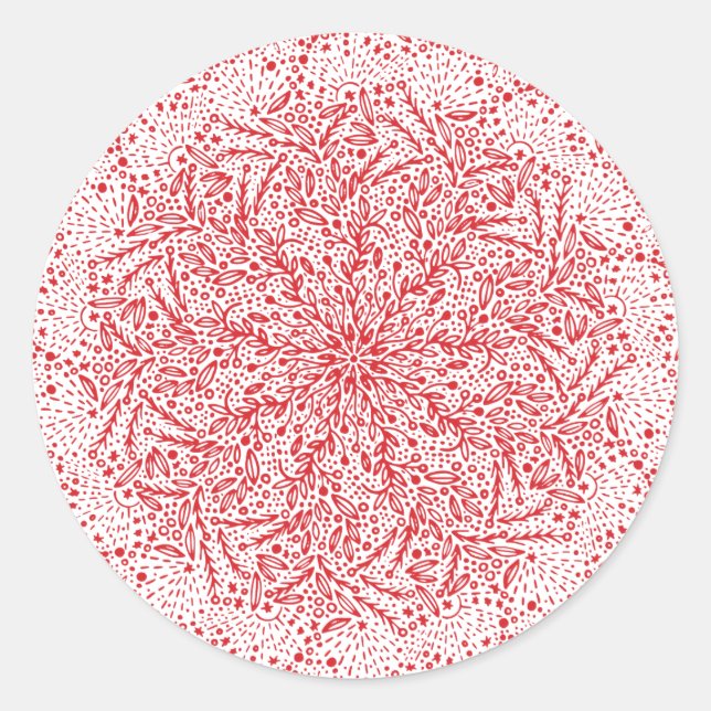 Beautiful Red Star Christmas Holiday Stamp Classic Round Sticker (Front)