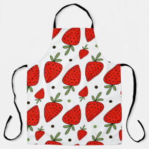 Beautiful red strawberries seamless pattern apron
