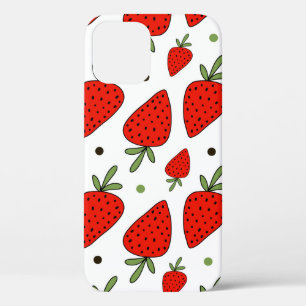 Beautiful red strawberries seamless pattern iPhone 12 case