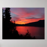 Beautiful red sunrise over a lake